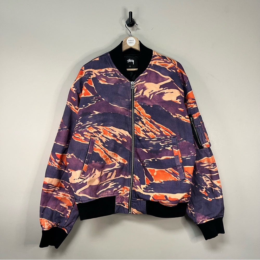 Stussy Purple & Orange Camouflage Bomber Jacket